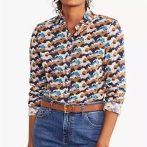 Boden Modern Running Horse Long Sleeve Button Up Blouse Size 8R